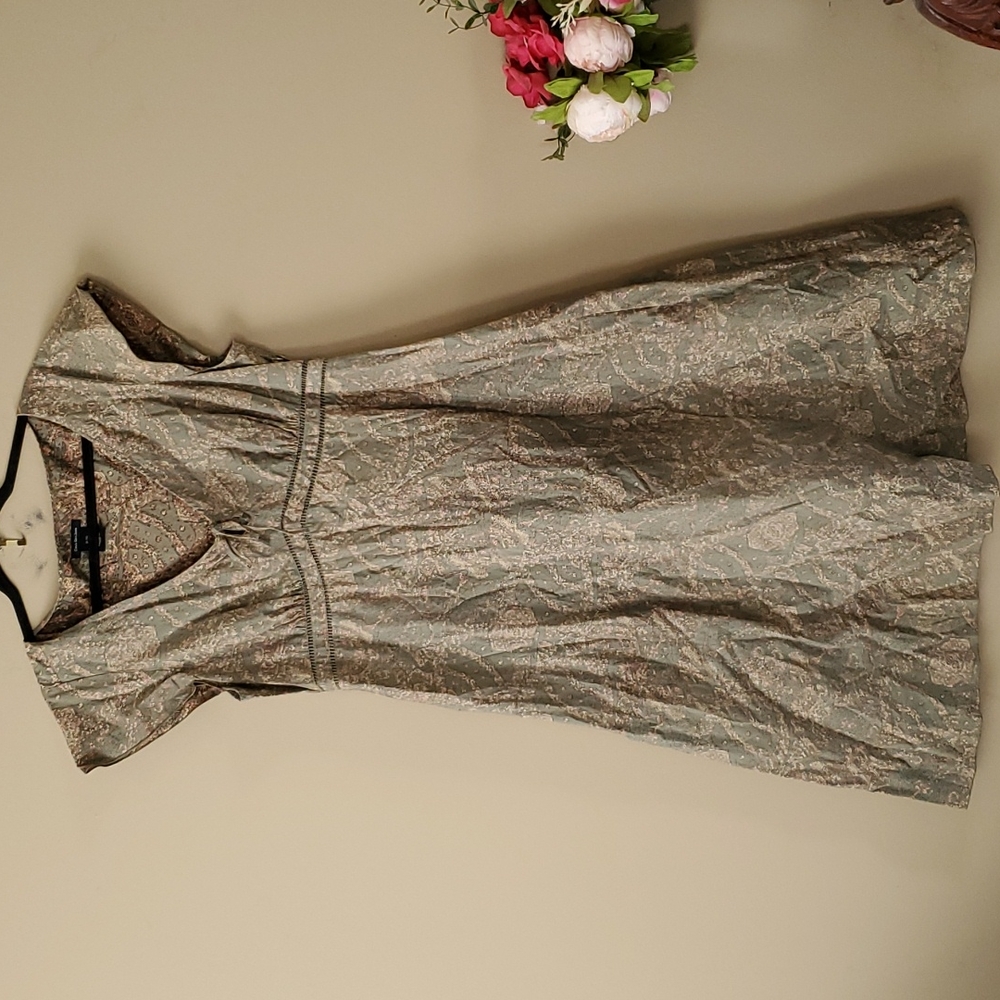Calvin Klein Jeans Midi Length Olive Green Floral Dress Size XL